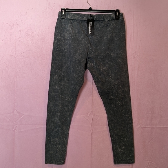 Boohoo Gray Acid Wash Elastic Waist Leggings size 12 - Picture 2 of 5